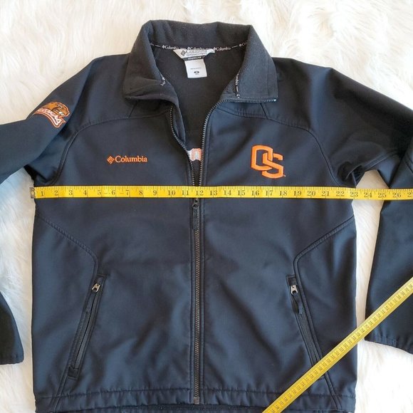 Columbia Mens Jacket M Black Blue Full Zip High Neck Oregon Beavers - Picture 6 of 12